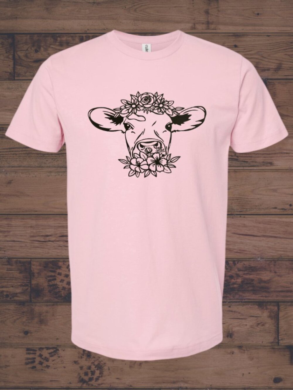 NWT Tultex Floral Heifer Unisex Graphic Tee Pale Pink Size 3XL